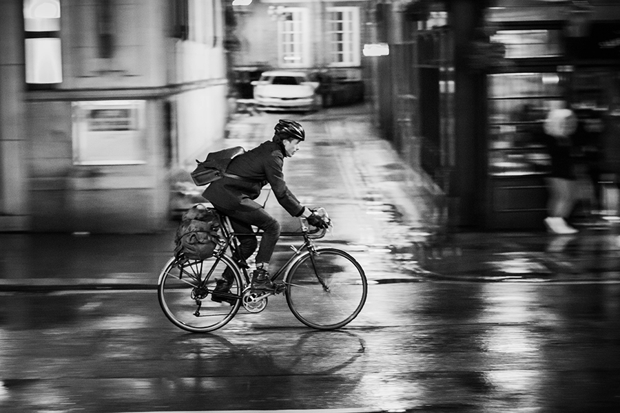 cycling to work in the rain
